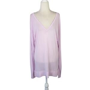 ZARA Pastel Purple Mesh Knit V-Neck Tunic Long Sleeve Top M